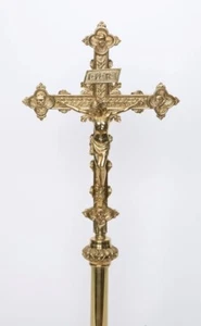+ Traditional Processional Cross, All Polished Brass #5-NRBC + Chalice Co. + - Picture 1 of 17