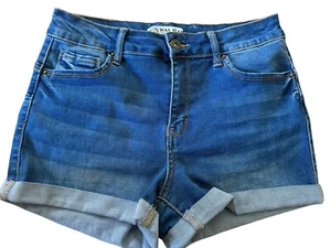 WAX JEAN Shorts Size Med 29 in. Butt I Love You Med Wash Denim Stretch Cutoff - Picture 1 of 9