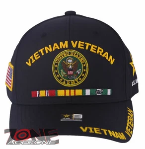 NEW! US ARMY VIETNAM VETERAN FLAG USA BALL CAP HAT BLACK - Picture 1 of 4