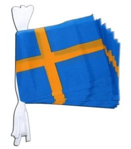 Fahnenkette Flaggenkette Girlande Schweden Fahnen Flaggen 15x22cm - Picture 1 of 1