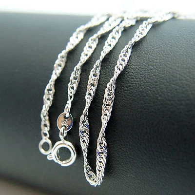 18k White Gold 46cm 18'' singapore necklace 2mm solid chain for pendant AUS MADE - Image 1 of 4