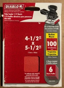 6 PACK 100 Grit Coarse Diablo Sand Sheets 1/4 4.5" x 5.5" Palm Sander Paper - Imagen 1 de 2