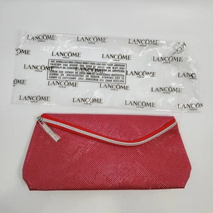 Bolsa de maquillaje Lancome Paris bolsa de cosméticos de viaje 10" x 4,5" roja brillante nueva sin etiquetas - Imagen 1 de 9
