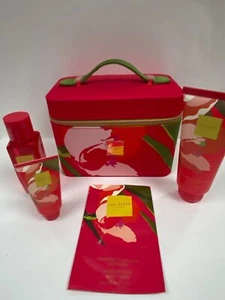 Estuche de tocador y artículos de tocador TED BAKER maquillaje sólido bolsa con cremallera rojo audaz floral 5 artículos - Imagen 1 de 15