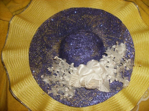 PURPLE SPARKLY GLITTER HAT WALL DECOR HANGING 10" x 10" NEW HAND MADE IN USA Cover