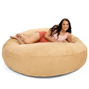 Jaxx 6' Cocoon Bean Bag Sofa with Removable Camel Microsuede Cover - Picture 1 of 8