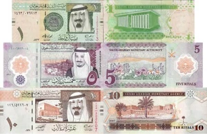 Saudi Arabia set 3 pcs. 1+5+10 riyals - Pick 31-new-33 UNC random years - Picture 1 of 1