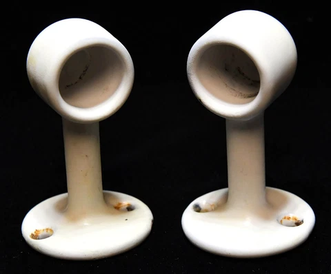 VINTAGE WHITE ENAMEL OVER CAST IRON TOWEL RACK SUPPORTS BATHROOM KITCHEN #1 Cover