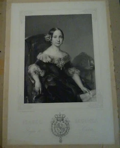 Isabel II de Espana - de Borbon Lithograph 1842 - Picture 1 of 11