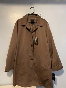 Men’s London Fog Dover fly front raincoat dark khaki l10712 Size 42R New - Picture 1 of 11
