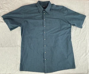 Haggar Shirt Men 3xlt Short Sleeve Casual Comfy Resort Plaid Green - Picture 1 of 6