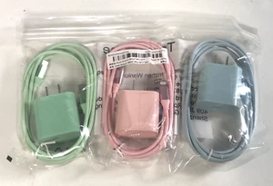 3-Pack USB-C to iPhone Cable 20W 6FT Charger Data For iPhone Green Pink Blue NEW - Picture 1 of 4