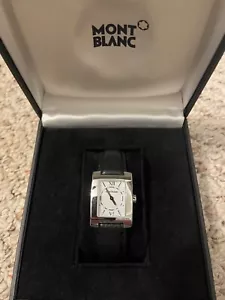 Montblanc 7266 Ladies Quartz Watch Silver Dial Black Leather Strap - Picture 1 of 7