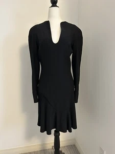 Alexander McQueen Long Sleeve Fit And Flare Dress With Zipper Cuffs Size 6 - Picture 1 of 8