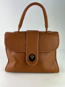 Borsa a mano Talbots manico superiore in pelle di ciottoli borsa classica cognac - Foto 1 di 15