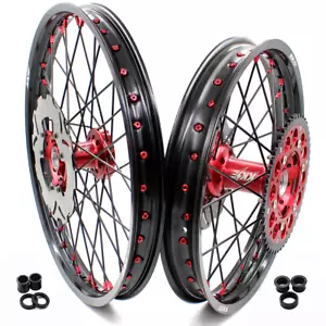 KKE 21/18 Enduro Wheels Rims Set Fit Honda XR400R 1996-2004 XR600R 1991-2000 Red - Picture 1 of 12