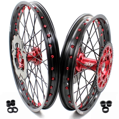 KKE 21/18" CNC Wheels Rims Fit Honda XR400R 1996-2004 XR600R 1991-2000 Red Hubs - Image 1 of 4