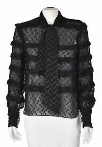 ISABEL MARANT Black Ruffled Blouse with Fluffy Black Lurex Dots SIZE FR36 US4 - Picture 1 of 7