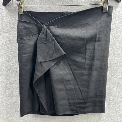 Isabel Marant Mini Skirt Women XS 34 Linen Silk Waist Faux Wrap Black Quiet Lux - Image 1 of 4