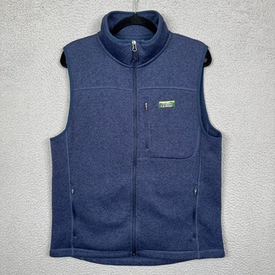LL Bean Vest Mens M Blue Sweater Fleece Outdoor Hiking Rugged Layer Warm  - Image 1 of 4