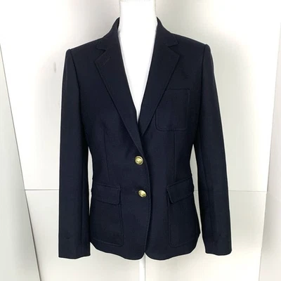 J Crew Petite Women 10P Rhodes Schoolboy Blazer Navy Wool Gold Buttons Academia - Image 1 of 4