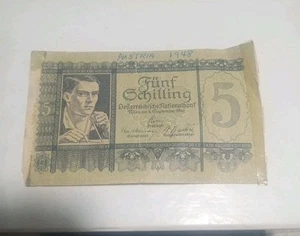Banconota 5 scellini Austria 1948 moneta d'epoca estera, spedizione gratuita!!! - Foto 1 di 2