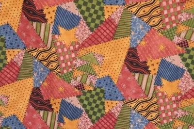 108"L x 44"W Spectrix Home Spun Christmas Carol Endres Cheater Quilt Style 2001 - Image 1 of 4