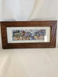 Pensamientos en maceta con marco de madera vintage marcados por artista - Imagen 1 de 5