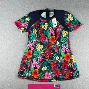 Tommy Bahama Rashguard Damen XL Active Jungle Kurzarm Blumenmuster Neu mit Etikett - Bild 1 von 11