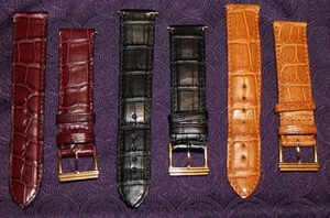 Juego de 3 Auténticas Correas de Reloj Poiray (Correas) Cuero Cocodrilo Verdadero 20mm - Imagen 1 de 17