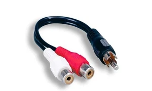 RCA Mono Male to RCA RW Female Audio Cord Y-Cable Adapter Stereo Music 6 in - Picture 1 of 1