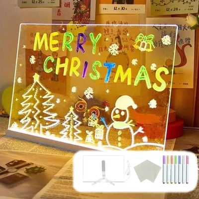 LED Note Board with Night Light 7 Pens-Kids Drawing & Message Board Xmas Gifts - Image 1 of 4
