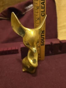 Mid Century Modern Solid Brass Mouse with Large Ears-Vintage Figurine-Korea 5.5" - Picture 1 of 6