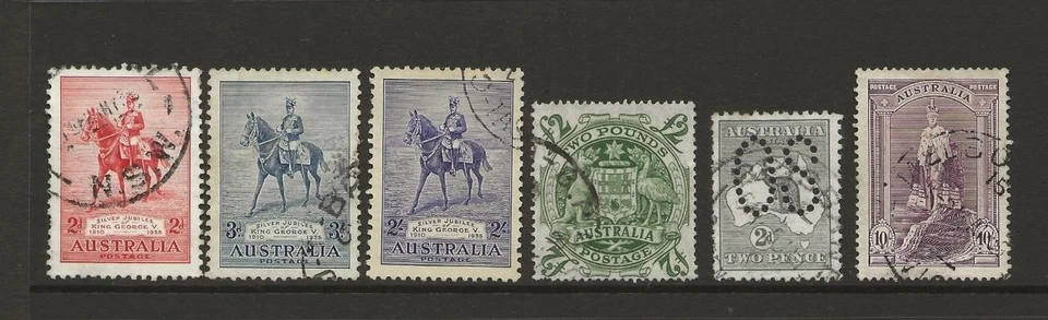 AUSTRALIA Colección de Estampillas Clave a £2 inc KGV Conjunto Jubileo de Plata y SGO3 Foto 1 de 1