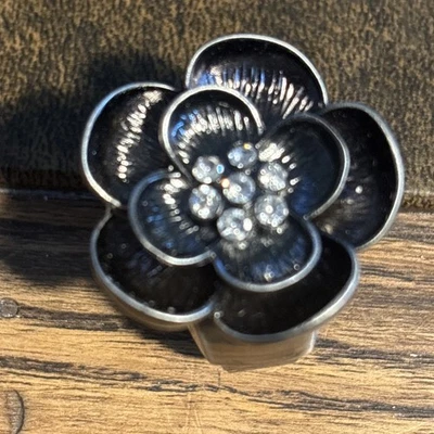 Decree Black Flowered Ring Watch Peek-a-boo - Image 1 of 4