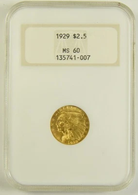 1929 $2.50 Indian Gold NGC MS-60 #41-007 - Image 1 of 2