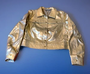 Newport News Jeanology Metallic Gold 100% Lederjacke - Größe 6 - WUNDERSCHÖN! - Bild 1 von 12