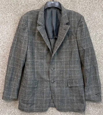 Yves Saint Laurent Italy Blazer Mens 40R Gray Wool Check Windowpane Jacket Coat - Image 1 of 4