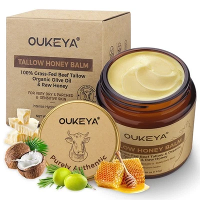 OUKEYA 100% Grass-Fed Beef Tallow Balm Intense Hydration Balm For Skin 110g - Image 1 of 4