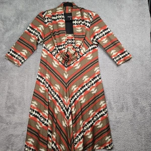 Women Cowl Neck 3/4 Sleeve Knee Length Western Southwestern Dress M Ranch Wear  - Picture 1 of 11