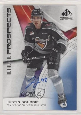 2019-20 Upper Deck SP Game Used CHL Edition Blue Auto Justin Sourdif #17 Auto - Image 1 of 2