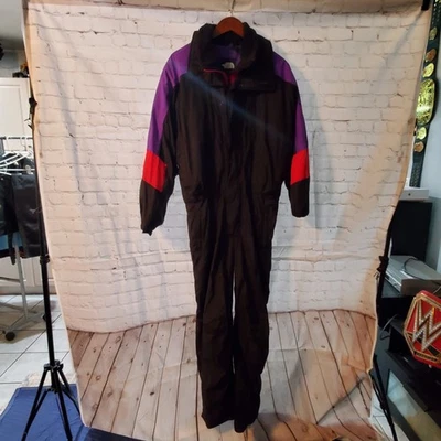 Винтажный цельный лыжный костюм The North Face Extreme мужской средний фиолетовый черный красный  - Изображение 1 из 4