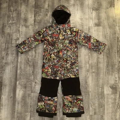 BURTON MARVEL Kids Snowboard One Piece Suit 3T Multicolor Comic Print DRYRIDE - Image 1 of 4