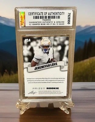 JEREMIYAH LOVE RC Notre Dame 2025 HOJA GRADUADA GEMA-MT 10 PRECIADO NOVATO #14. Certificado de autenticidad! Foto 1 de 3