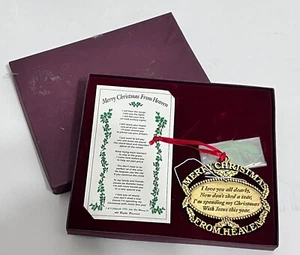 Merry Christmas From Heaven Gold Ornament John Wm Mooney Jr. 1990  in Gift Box - Picture 1 of 11
