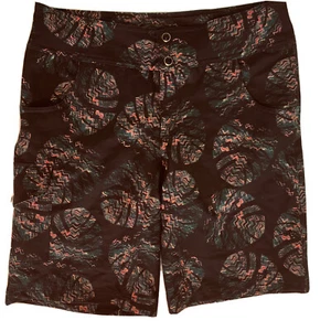 Womens Shredly Long MTB Biking Cycling Shorts sz 10 Black W/ Leaf Pattern EUC - Picture 1 of 7