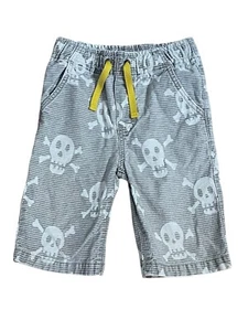 Mini Boden Boys Skull Crossbones Boardshorts SZ 6 Elastic Waist - Picture 1 of 2