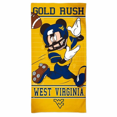 WEST VIRGINIA MOUNTAINEERS FOOTBALL MICKEY MOUSE 30"X60" SPECTRA BEACH TOWEL NEW Cover