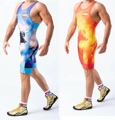 Herren SPANIEN Wrestling Singlet Anzug Berkner UWW Representative Ringertrikot - Bild 1 von 4