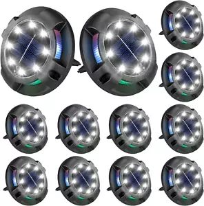 12 Pack Solar Ground Lights Outdoor,12 Leds Solar Disk Lights Waterproof In-G... - Picture 1 of 1
